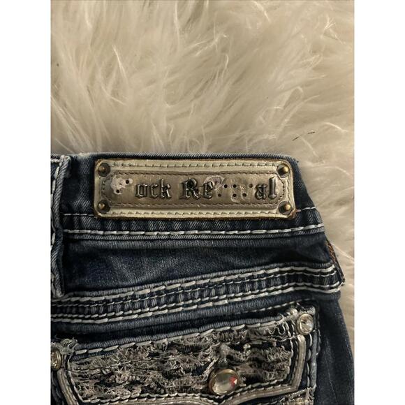 Rock Revival BETTY Jeans Womens 25 Skinny Mid-Rise Embellished Distressed READ - Picture 4 of 14